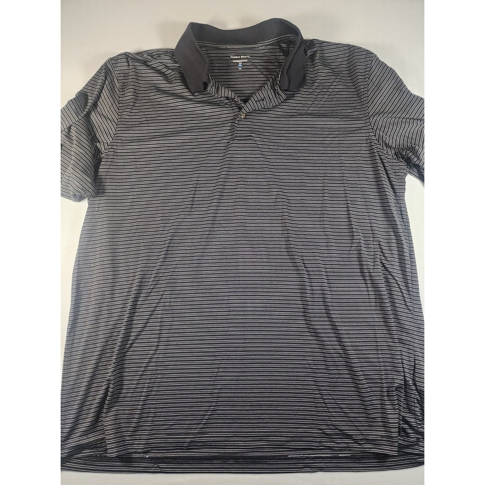 Pebble Beach Performance Mens Polo Black Stripe Size XXL Golf Church Casual